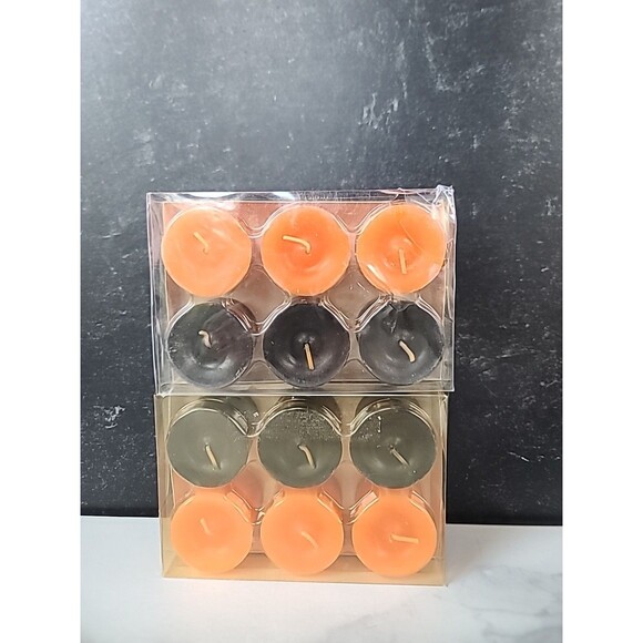 Pier 1 Imports Unscented Votives Two Sets Of 6 Orange And Black, READ - Picture 3 of 10